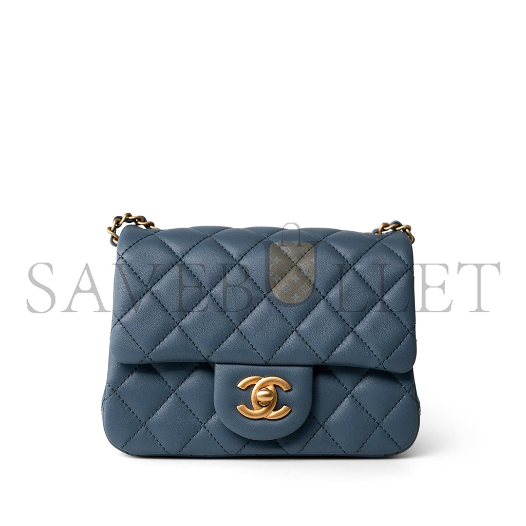 CHANEL MASTER GOLD BALL FLAP BAG CF FATTY FANG DENIM BLUE AS1786 (18*13*7cm)